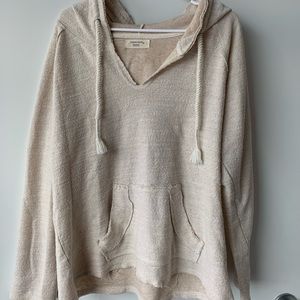 Beige Ocean Drive pullover with hood